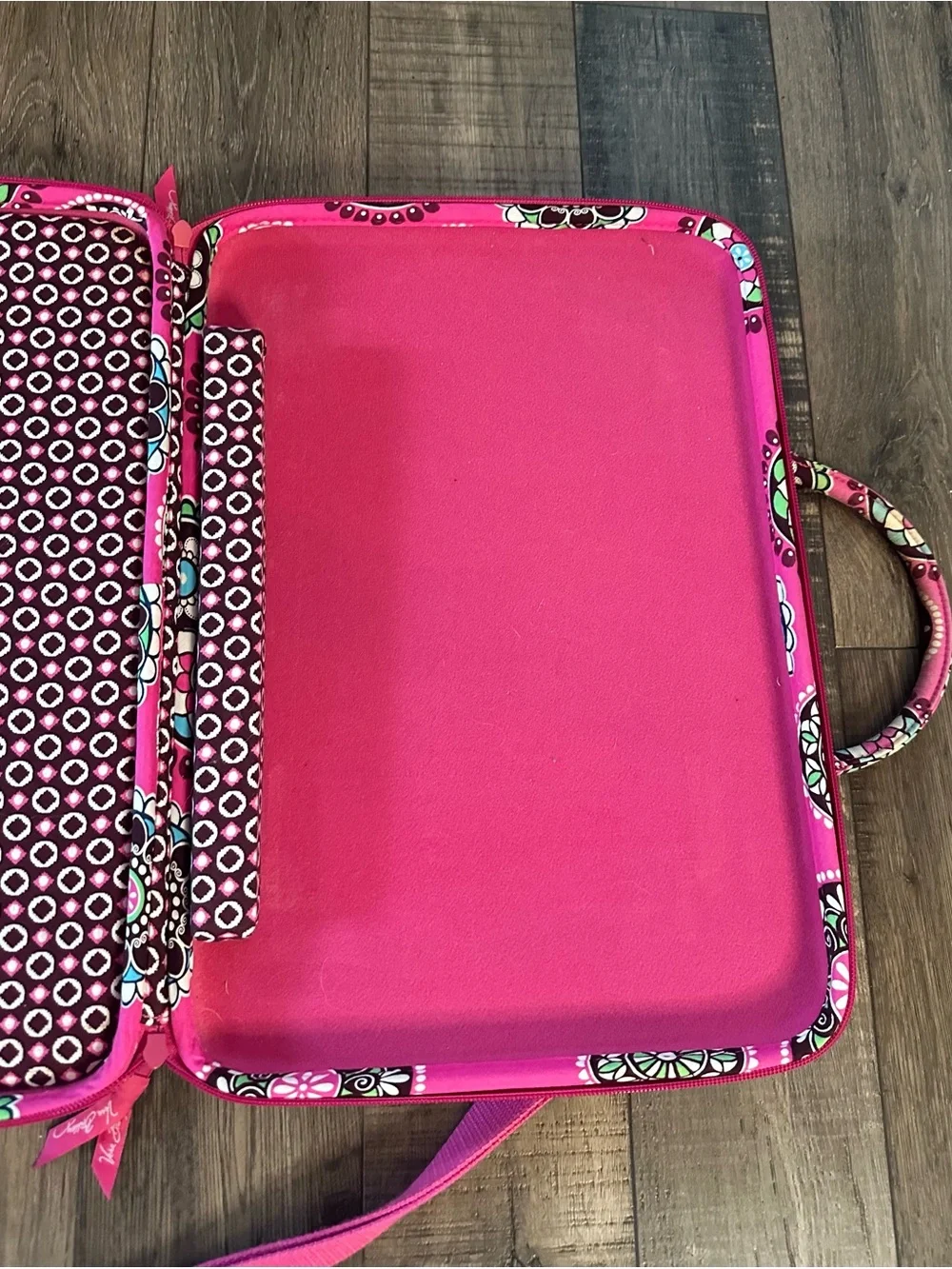 Vera Bradley Pink Cupcake Hard Shell Laptop Travel Bag Quilted Cotton Canvas EUC